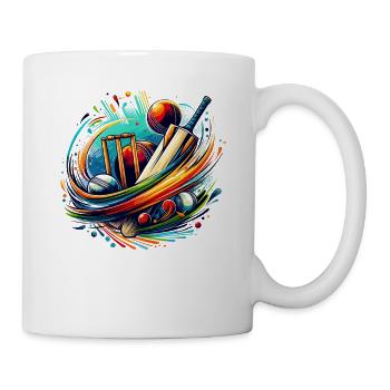 Colorful Splash Art Cricket Bat Cricketer Batsman - Mug - white - Right