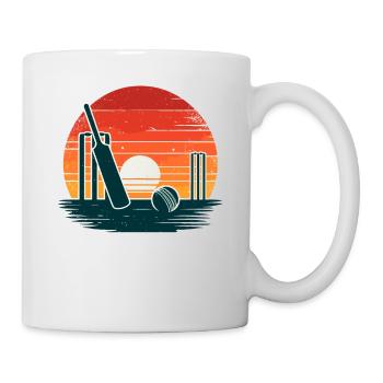 Retro Cricket Bat Cricketer Batsman Bowler - Mug - white - Right