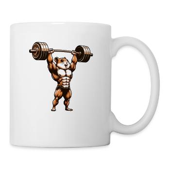 Hamsters Lifting Weights: Cartoon Workout - Mug - white - Right