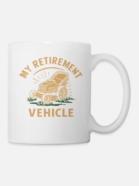 Mon véhicule de retraite Tondeuse à gazon Maman Papa Tonte - Mug blanc - blanc