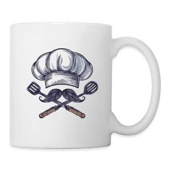 Mit Schnurrbart und Kreuz: Ein Meisterkoch - Tasse - Weiß - Rechts
