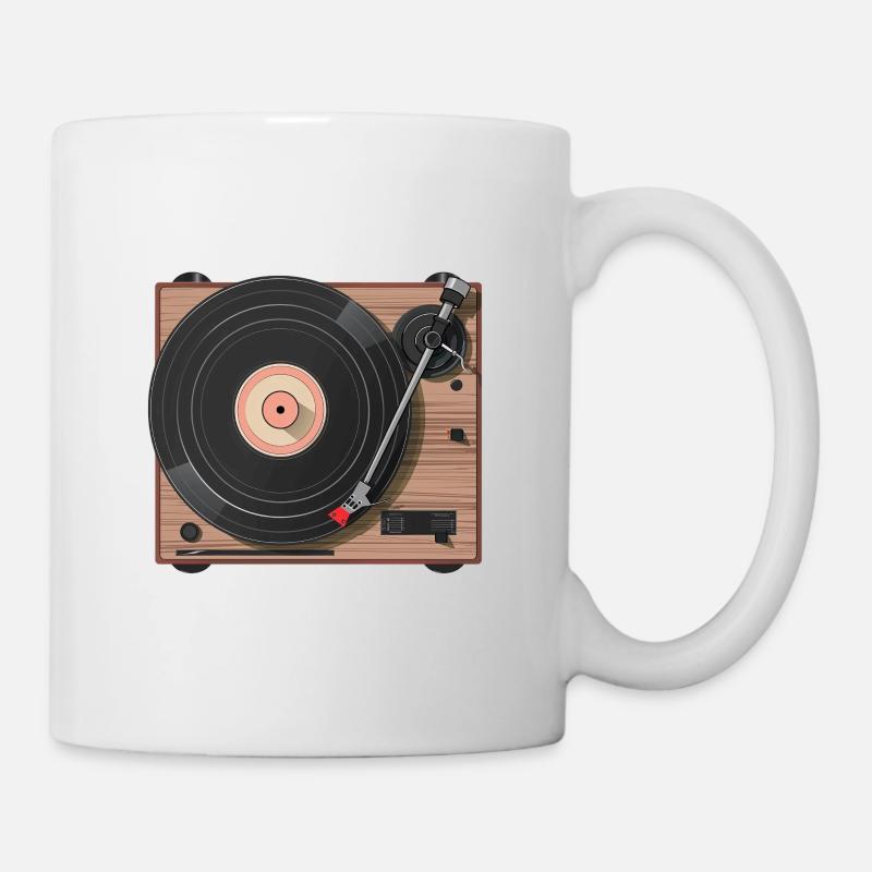 Quand le classique rencontre le moderne : tourne-disque vinyle en 2D - Mug blanc - blanc