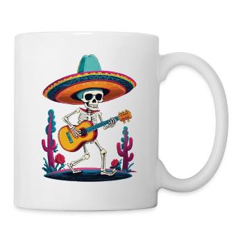 Skeleton Mexican Mariachi Guitar Player - Mug - white - Right