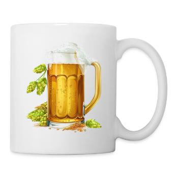 Frostiges Bier im Krug mit Hopfen und Gerste - Tasse - Weiß - Rechts
