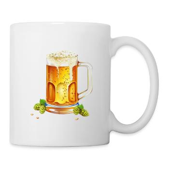 Frostiges Bier im Krug mit Hopfen und Gerste - Tasse - Weiß - Rechts
