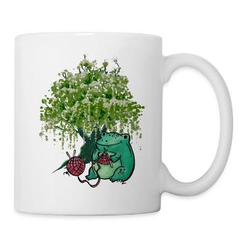 Frog Knitting Needle Knitting Needlework - Mug - white - Right