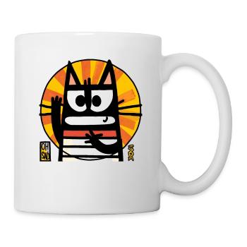 Oh How Sad, Funny Abstract Cartoon Cat - Mug - white - Right