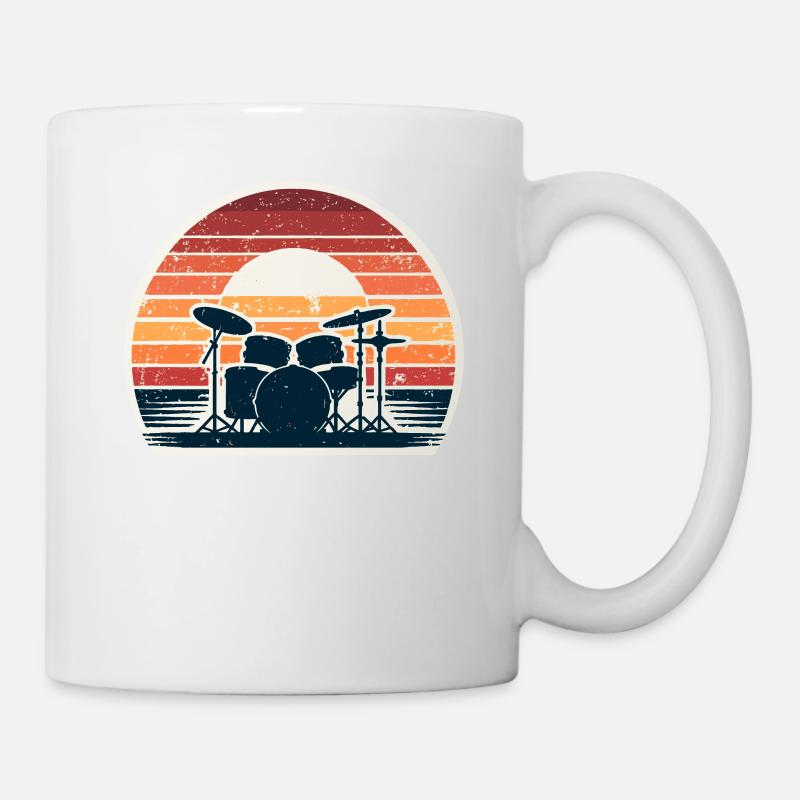 Retro Drumset Drum Drummer Drumming Drummers - Mug blanc - blanc