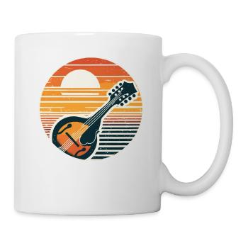 Rétro coucher de soleil mandoline instrument musicien - Mug blanc - blanc - Droite