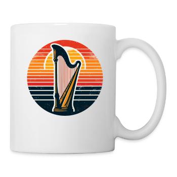 Retro Sonnenuntergang Harfe Instrument Musik Harfenist - Tasse - Weiß - Rechts