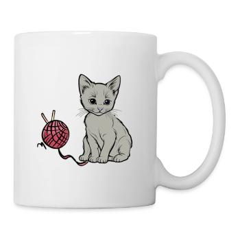 Cat Wool Play Domestic Cat Kitten - Mug - white - Right