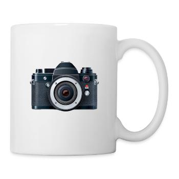 Digital camera with flash in a 2d illustration - Mug - white - Right