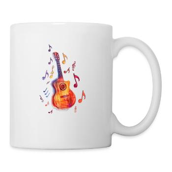 Stilisierte Akustikgitarre umgeben von Musiknoten - Tasse - Weiß - Rechts