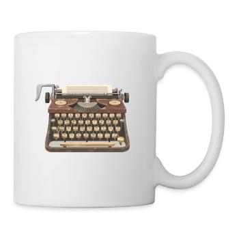 Vintage typewriter with paper in 2D illustration - Mug - white - Right