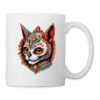 Chat Mexique Sugar Skull Dia De Muertos Design - Mug blanc - blanc - Droite