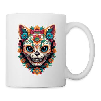 Sugar Skull Cat Mexico Streetwear Design - Mug - white - Right
