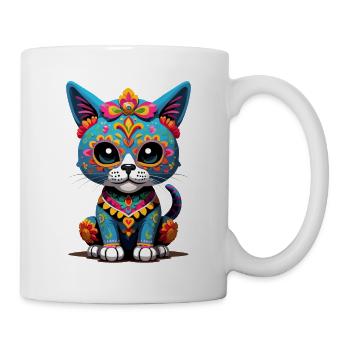 Sugar Skull Mexico Cat Dia De Muertos - Mug - white - Right