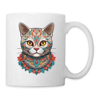 Sugar Skull Mexique chat Design esthétique - Mug blanc - blanc - Droite
