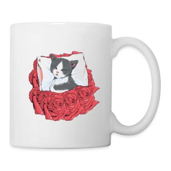 Katze Katzen Blumen - Tasse - Weiß - Rechts