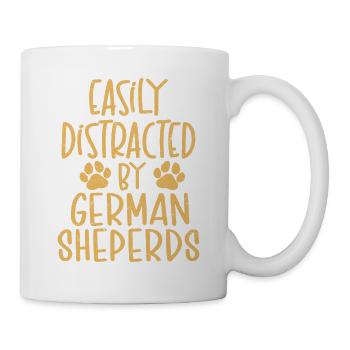 Easily Distracted By German Sheperds Puppy Mom Dad - Mug - white - Right