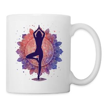 Die Serenität des Yoga: Silhouette in Pose mit Man - Tasse - Weiß - Rechts