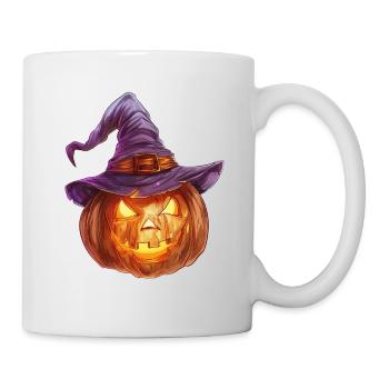 Eerie jack-o'-lantern with witch hat - Mug - white - Right
