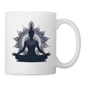 Serenes Yoga Pose Silhouette with Mandala - Mug - white - Right