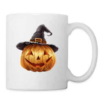 Spooky pumpkin with witch hat - Mug - white - Right