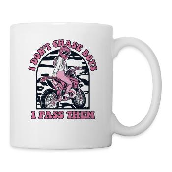 Je ne cours pas après les garçons, je les dépasse en Supermoto - Mug blanc - blanc - Droite