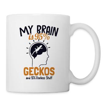 Mein Gehirn besteht zu 95% aus Geckos Eidechse Gekkota Schopf - Tasse - Weiß - Rechts