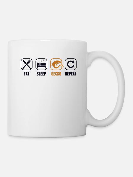 Eat Sleep Gecko Repeat Eidechse Gekkota Schopf - Tasse - Weiß