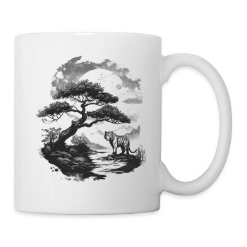 Bonsai Tree Japan Landscape Tiger Aesthetic - Mug - white - Right