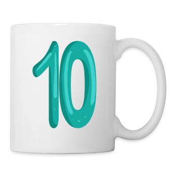 Zehn 10 Nummer Zahl - Tasse - Weiß - Rechts