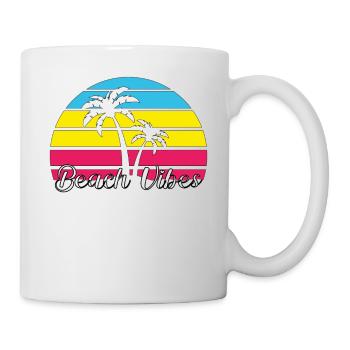Ambiance de plage. Été, Soleil, Vacances, Palmiers, Rétro, - Mug blanc - blanc - Droite