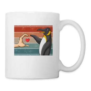 Rétro Pingouin Amant Ami Pingouins - Mug blanc - blanc - Droite