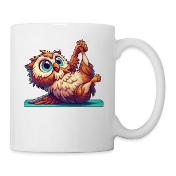 Owl at Yoga: Fitness and Gymnastics - Mug - white - Right