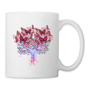 arbre, printemps, insectes, papillons, nature - Mug blanc - blanc - Droite