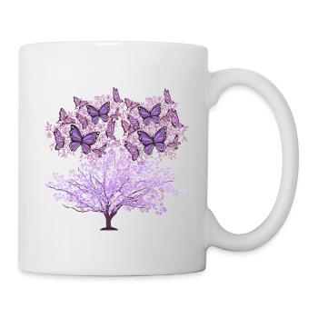 arbre, printemps, insectes, papillons, nature - Mug blanc - blanc - Droite