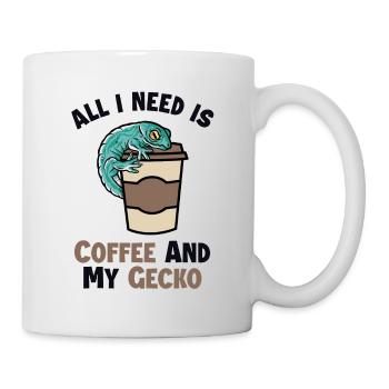 Kaffee und meine Gecko-Eidechse Gekkota Schopf - Tasse - Weiß - Rechts