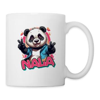 NALA - Schöner Mädchen Name mit coolem Panda - Tasse - Weiß - Rechts