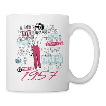 Jahrgang 1957 Geschenk Geburtstag 1957 Mädchen 1957 - Tasse - Weiß - Rechts