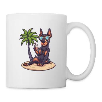 Dobermann Hund Sommer - Tasse - Weiß - Rechts