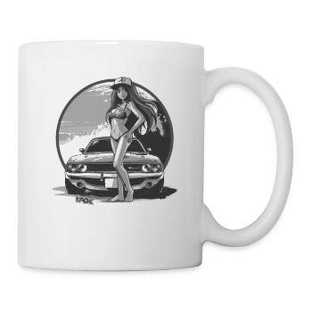 Strand-Schönheit Babe und Muscle Car - Tasse - Weiß - Rechts