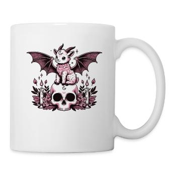Kawaii Pastel Goth Cute Creepy Ziege Fledermaus - Tasse - Weiß - Rechts