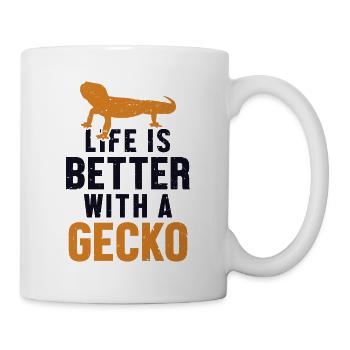 La vie est plus belle avec un Gecko Gekkota à crête - Mug blanc - blanc - Droite