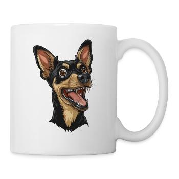 English Toy Terrier | Cartoon Artwork - Tasse - Weiß - Rechts
