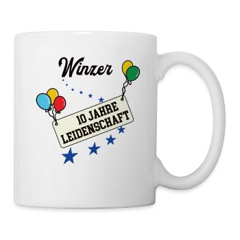 Winzer 10 jähriges Jubiläum Winzerei 10 Jahre - Tasse - Weiß - Rechts