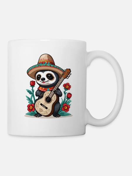 Faultier Mexikanischer Mariachi Gitarren Fiesta - Tasse - Weiß