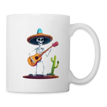 Mexican Mariachi Skeleton Guitarist Fiesta - Mug - white - Right