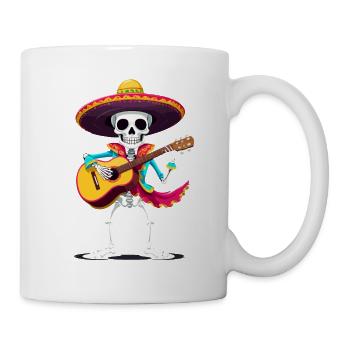 Mexikanischer Mariachi Skelett Gitarrist Fiesta - Tasse - Weiß - Rechts